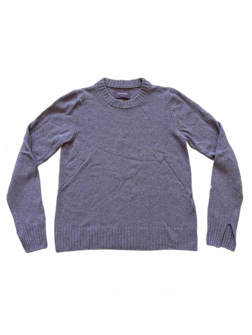 Zadig & Voltaire Cashmere Sweater Knit ZV Logo Purple Women's Size Medium